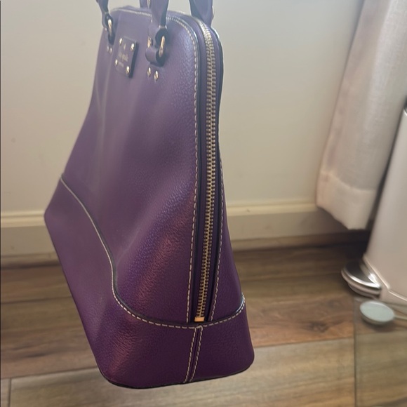 Kate Spade Purple Structured Satchel Leather Bag with Handles, Medium Sized - Picture 4 of 10
